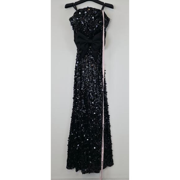 Ieena Mac Duggal Black Strapless Sequin Evening Gown With Bow Sz 6 NWT - Picture 2 of 10